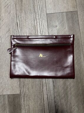 Vintage burgundy leather file bank bag Hazel tag brown portfolio folder